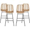 Christopher Knight Home Sawtelle Outdoor Wicker Barstools (Set of 4), Light Brown and Black