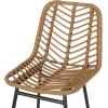 Christopher Knight Home Sawtelle Outdoor Wicker Barstools (Set of 4), Light Brown and Black