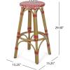 Christopher Knight Home Starla Outdoor 29.5 Inch Barstools – Aluminum and Wicker – Red/White/Bamboo Finish (Set of 4)
