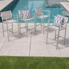 Christopher Knight Home Tammy Coral Outdoor Grey Mesh 29.50 Inche Barstools with Silver Rust-Proof Aluminum Frame (Set of 4),