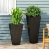 Christopher Knight Home Vernon, Black Outdoor Modern Large and Small Cast Stone Planter Set(Black)