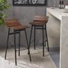 Great Deal Furniture Camron 35″ Wooden Barstool (Set of 2), Dark Brown and Black Finish, 309094