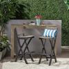 Great Deal Furniture Constance Outdoor Folding Acacia Wood Barstools (Set of 2), Dark Gray and Brown(Light Brown  Black  Beige)