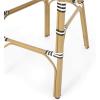 Kinner Outdoor French Bistro Barstools – Aluminum and Wicker – Dark Teal/White/Bamboo Finish (Set of 2)(Black + White + Bamboo Print Finish)