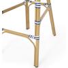 Kinner Outdoor French Bistro Barstools – Aluminum and Wicker – Dark Teal/White/Bamboo Finish (Set of 2)(Dark Teal + White + Bamboo Print Finish)