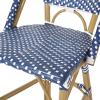 Kinner Outdoor French Bistro Barstools – Aluminum and Wicker – Dark Teal/White/Bamboo Finish (Set of 2)(Dark Teal + White + Bamboo Print Finish)