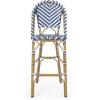 Kinner Outdoor French Bistro Barstools – Aluminum and Wicker – Dark Teal/White/Bamboo Finish (Set of 2)(Navy Blue + White + Bamboo Print Finish)