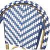 Kinner Outdoor French Bistro Barstools – Aluminum and Wicker – Dark Teal/White/Bamboo Finish (Set of 2)(Navy Blue + White + Bamboo Print Finish)