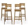 Christopher Knight Home Ashlyn Outdoor/Indoor Backed Barstools – Acacia Wood – Teak (Set of 4)