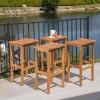 Christopher Knight Home Caribbean Outdoor 30″ Acacia Wood Barstools, 4-Pcs Set, Natural Stained
