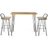 Christopher Knight Home Denali Outdoor Industrial Acacia Wood Bar Set with Finished Iron Frame, Teak Finish / Rustic Metal