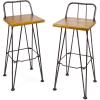Christopher Knight Home Denali Outdoor Industrial Acacia Wood Barstools with Finished Iron Frame, 2-Pcs Set, Teak Finish / Rustic Metal