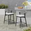 Christopher Knight Home Hearth 26.00″ H Patio Barstools Set of 2, Woven Wicker Counter Stool, PE Rattan Scallop-Shaped Backrest Bar Chair, Metal Frame Barstool for Backyard Balcony Garden, Black(Black/Metal)