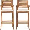Christopher Knight Home Hermosa Acacia Wood Outdoor Barstools, 2-Pcs Set, Teak Finish