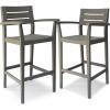 Christopher Knight Home Lera Outdoor Rustic Acacia Wood Barstool (Set of 2), Gray Finish