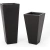 Christopher Knight Home Vernon, Black Outdoor Modern Large and Small Cast Stone Planter Set(Black)