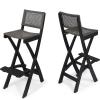 Great Deal Furniture Constance Outdoor Folding Acacia Wood Barstools (Set of 2), Dark Gray and Brown(Light Brown  Black  Beige)