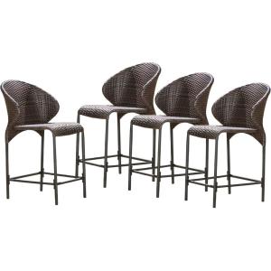 Christopher Knight Home Oyster Bay Wicker Counterstools, 4-Pcs Set, Multibrown