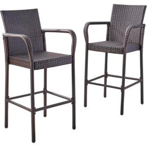 Christopher Knight Home Stewart Outdoor Bar Stool, Set of 2, Brown