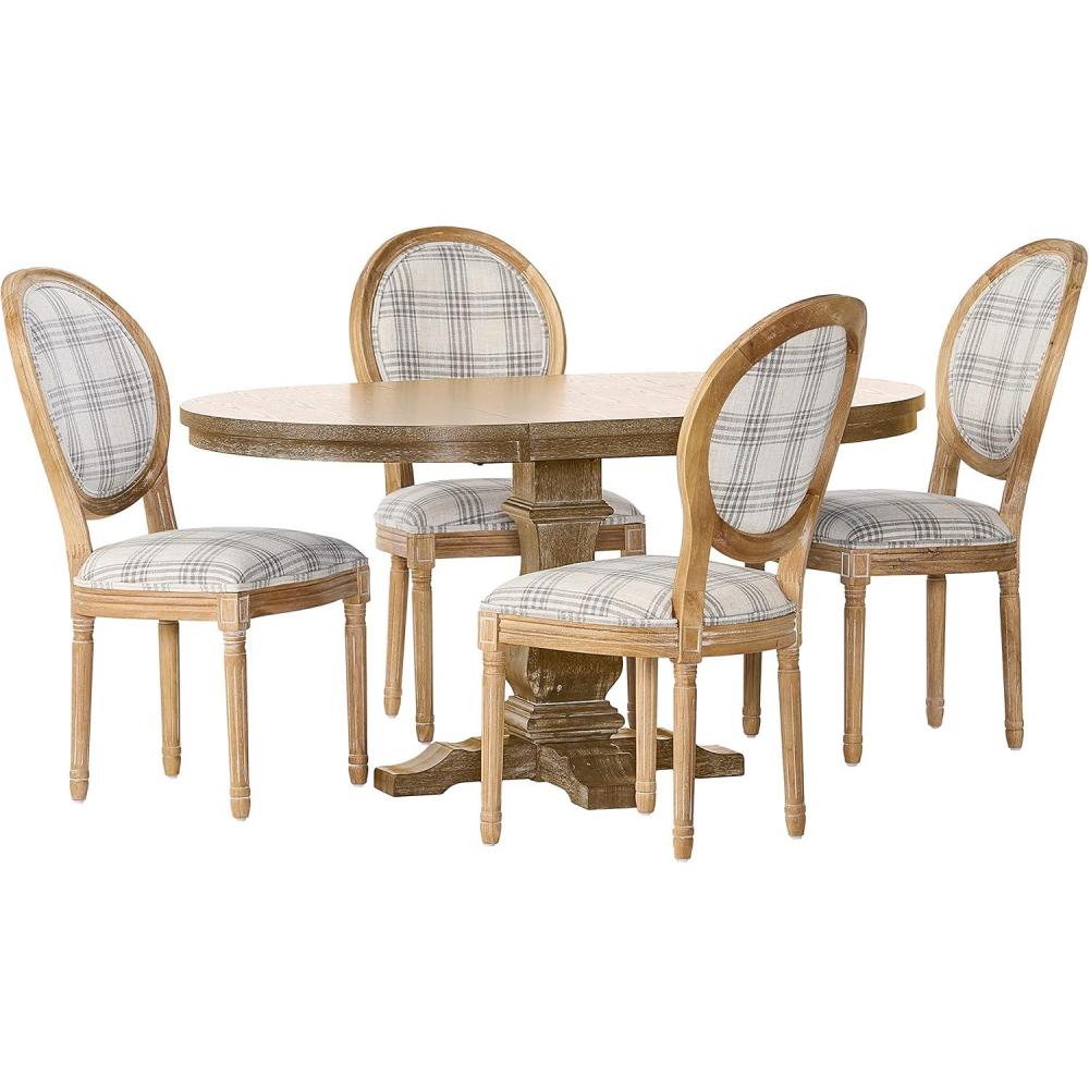 image:imageChristopher Knight Home Dored 5 Piece Dining Set Gray PlaidNatural