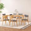 Christopher Knight Home Carmody Wood and Fabric 7 Piece Dining Set, Natural Oak, Dark Gray