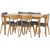 Christopher Knight Home Carmody Wood and Fabric 7 Piece Dining Set, Natural Oak, Dark Gray