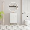 Christopher Knight Home Catrioa 21.6″ Open-Shelving Bathroom Vanity with Ceramic Sink and Soft-Closing Door, Cloakroom Open Shelf Storage Cabinet on The Right Side, Assembly Required, White(White right Side Open Shelf)