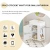 Christopher Knight Home Catrioa 21.6″ Open-Shelving Bathroom Vanity with Ceramic Sink and Soft-Closing Door, Cloakroom Open Shelf Storage Cabinet on The Right Side, Assembly Required, White(White right Side Open Shelf)