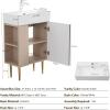 Christopher Knight Home Catrioa 21.6″ Open-Shelving Bathroom Vanity with Ceramic Sink and Soft-Closing Door, Cloakroom Open Shelf Storage Cabinet on The Right Side, Assembly Required, White(Green left Side Open Shelf)