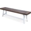 Christopher Knight Home Carlisle Outdoor Acacia Wood Dining Bench with Metal Frame, Sandblast Dark Brown / White Rustic Metal