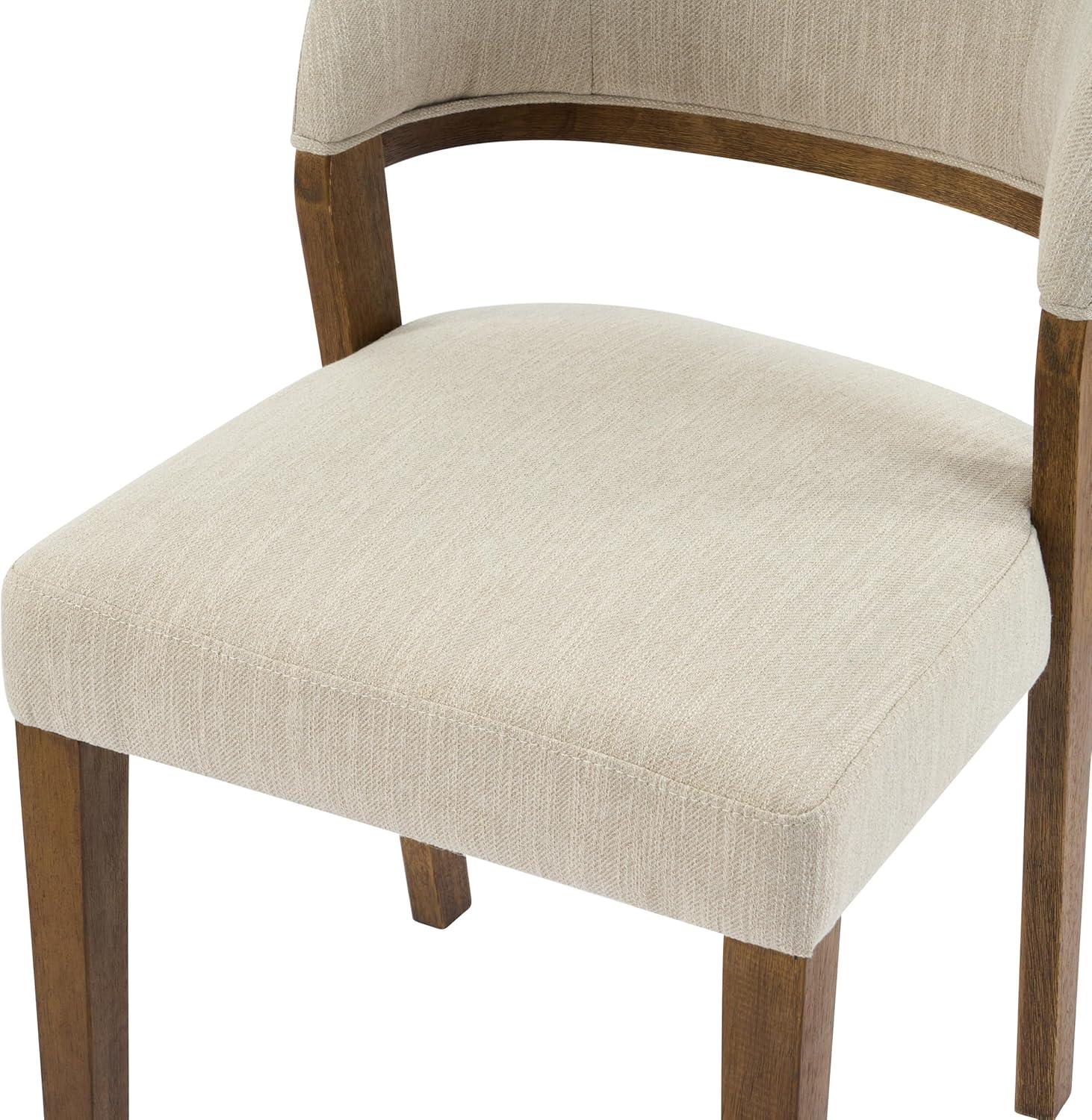 image:imageChristopher Knight Home Hanie Modern Upholstered Dining Chair Set of 2 Curved Backrest Kitchen Side Chair Wooden Armless Dining Room Chair Extra Seat for Living Room WalnutBeigeWalnutbeige