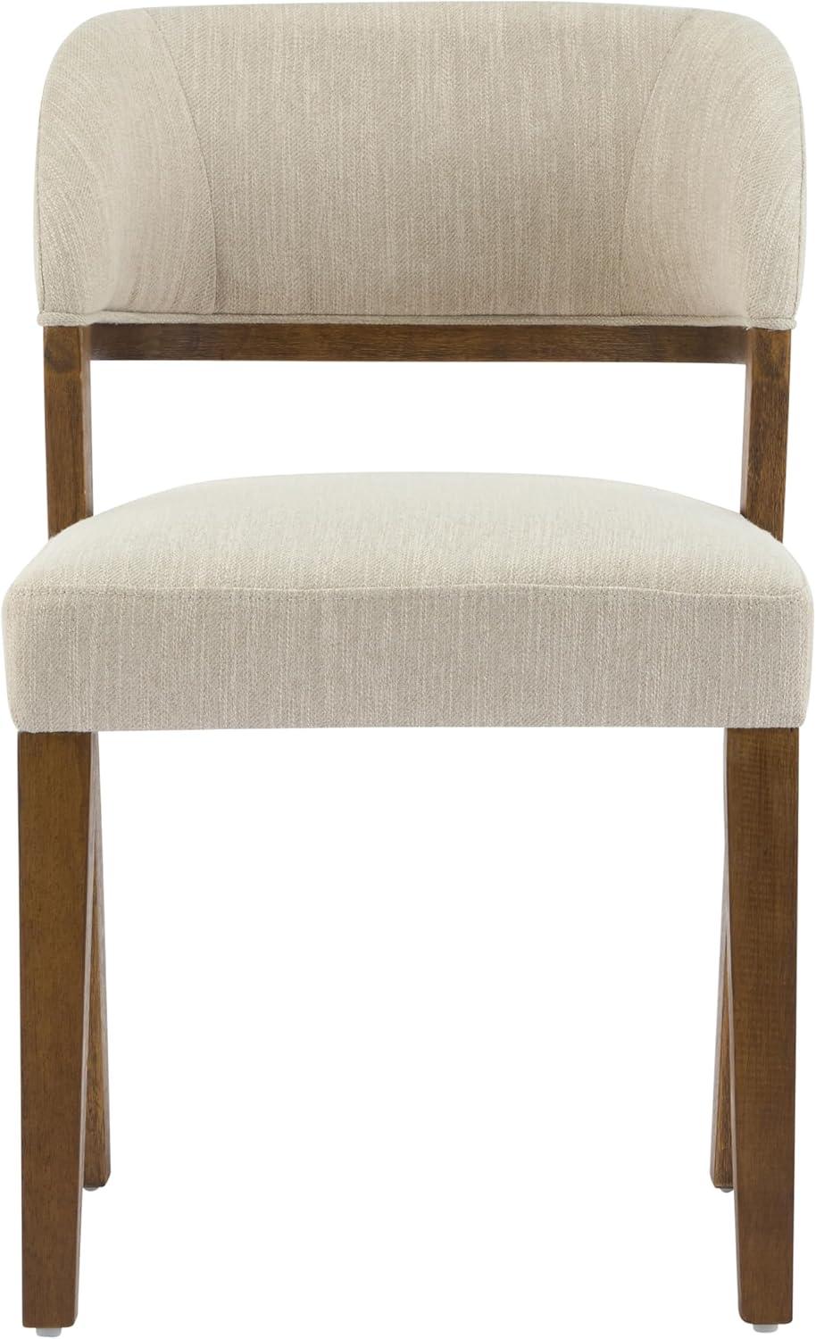 image:imageChristopher Knight Home Hanie Modern Upholstered Dining Chair Set of 2 Curved Backrest Kitchen Side Chair Wooden Armless Dining Room Chair Extra Seat for Living Room WalnutBeigeWalnutbeige
