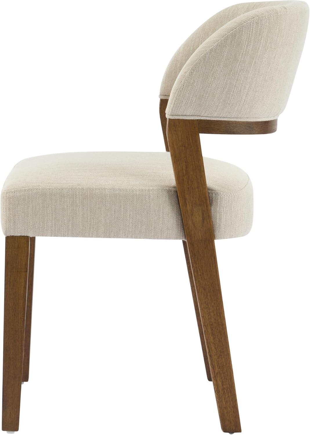 image:imageChristopher Knight Home Hanie Modern Upholstered Dining Chair Set of 2 Curved Backrest Kitchen Side Chair Wooden Armless Dining Room Chair Extra Seat for Living Room WalnutBeigeWalnutbeige