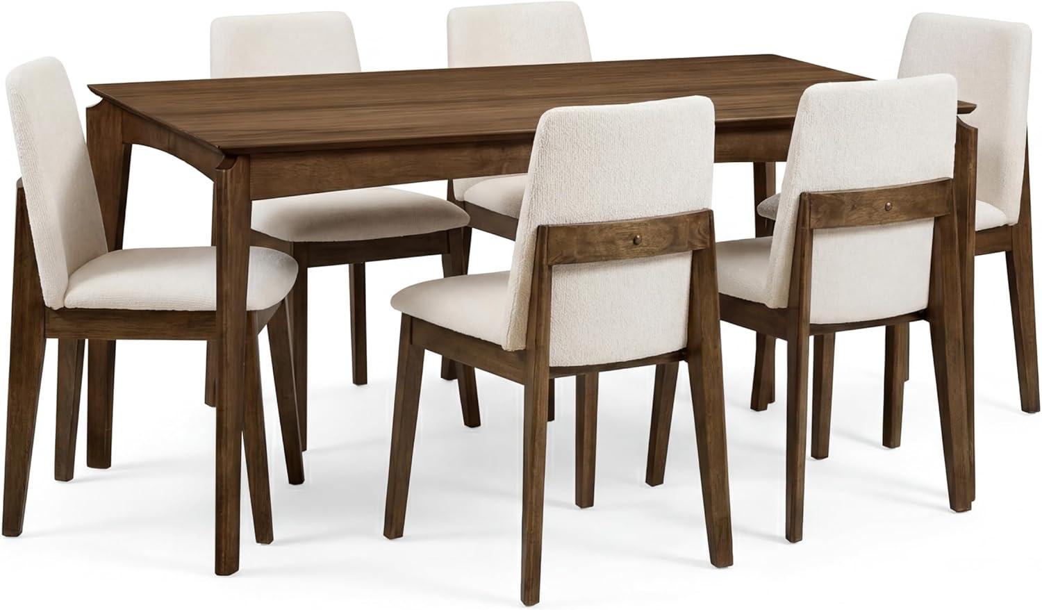 image:imageChristopher Knight Home Luci Modern Dining Table Set for 6 Kitchen Table with Dining Chairs Set of 6 Solid Wood Dining Room Table Set for 6 BeigeWalnutBeigewalnut