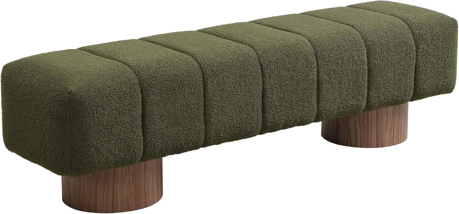 image:imageChristopher Knight Home Manila 64 Boucle Dining Bench Upholstered Ottoman Bench Rectangular Dining Seat Spacious Seating Long Footstool for Living Room Dining Room No Assembly Needed GreenGreen N