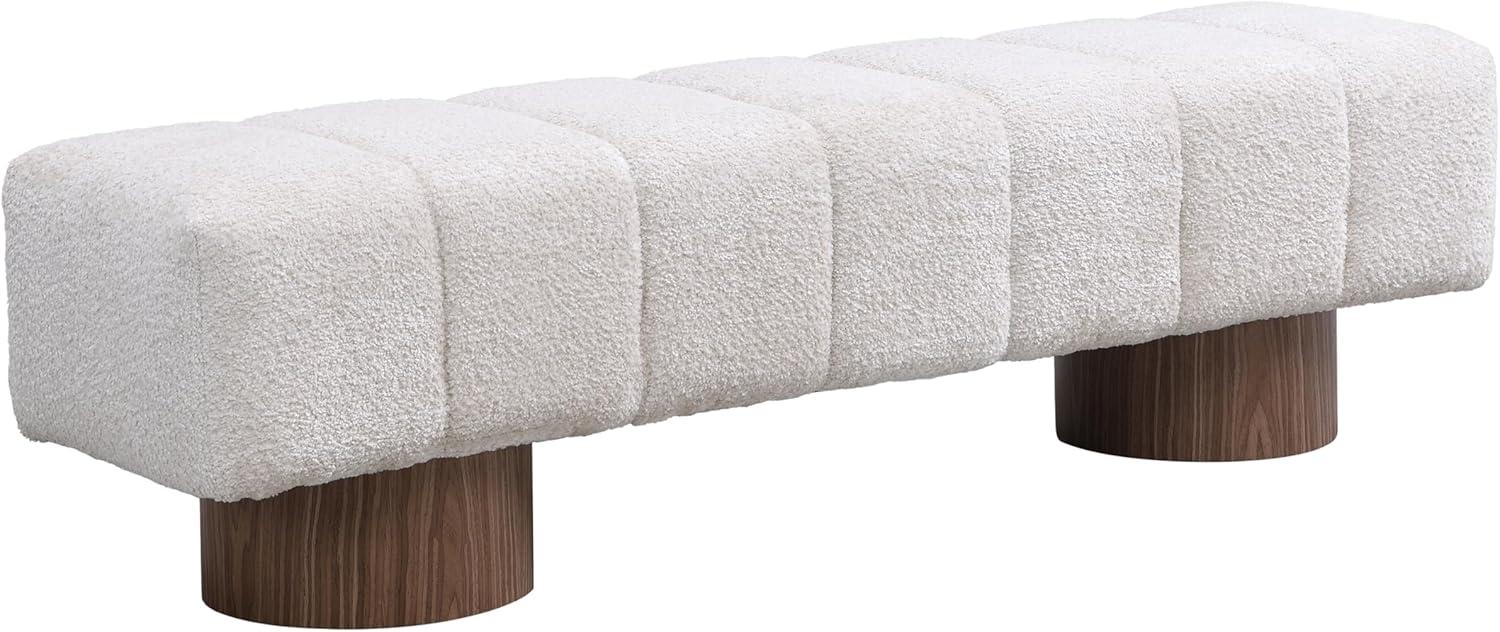 image:imageChristopher Knight Home Manila 64 Boucle Dining Bench Upholstered Ottoman Bench Rectangular Dining Seat Spacious Seating Long Footstool for Living Room Dining Room No Assembly Needed GreenBeige