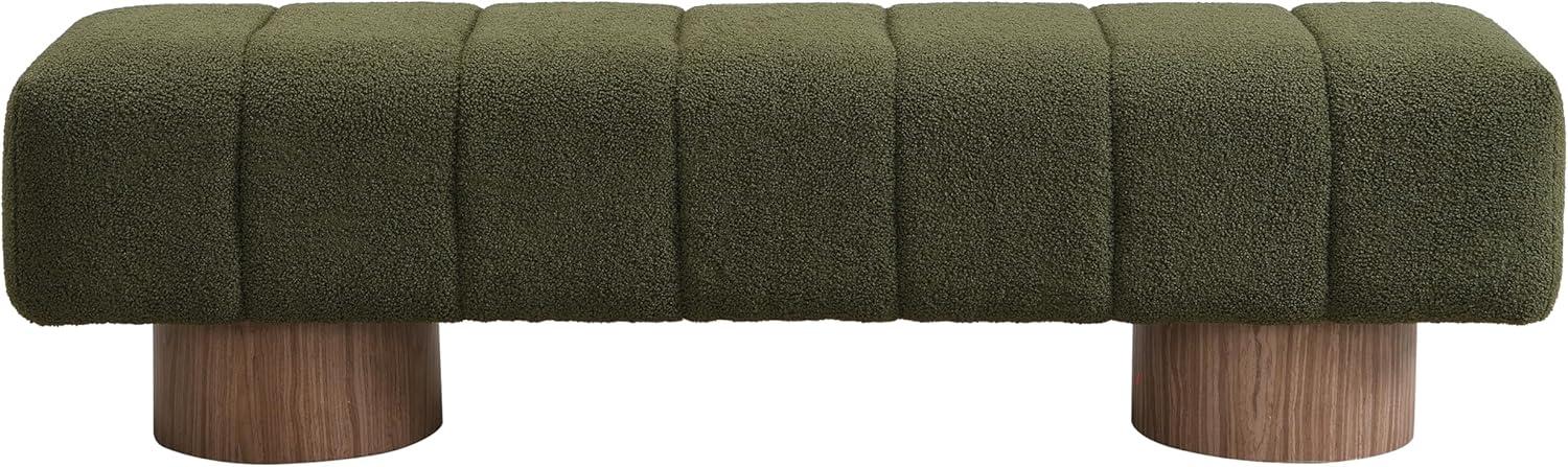 image:imageChristopher Knight Home Manila 64 Boucle Dining Bench Upholstered Ottoman Bench Rectangular Dining Seat Spacious Seating Long Footstool for Living Room Dining Room No Assembly Needed GreenGreen