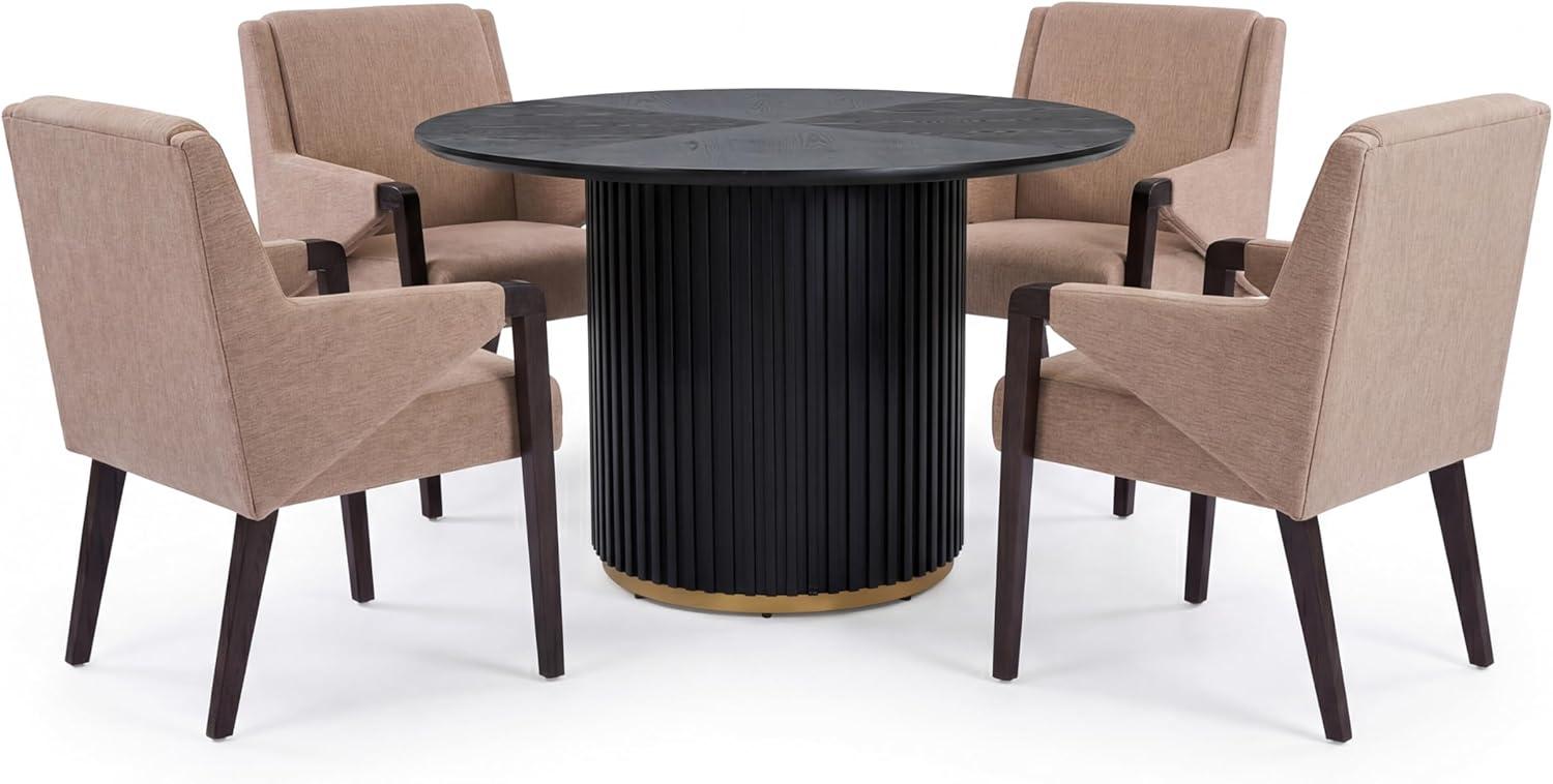 image:imageChristopher Knight Home Mary 5 Piece Dining Table Set for 4 Wooden Dining Set with Pedestal Round Table and Upholstered Arm Chairs Modern Kitchen and Dining Room Furniture BeigeLight AshNaturalLight Brownespressoblack