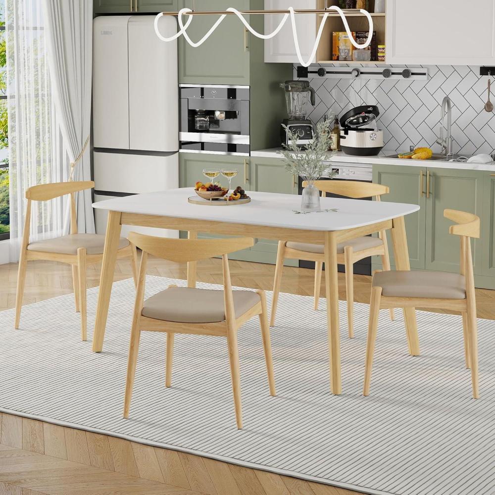 image:imageChristopher Knight Home 5Piece Dining Set 59 inch Dining Table with 4 Chairs Faux Leather Upholstery Kitchen Chair Rubberwood Kitchen Set Farmhouse Dining Furniture WalnutBlackNaturallight Gray