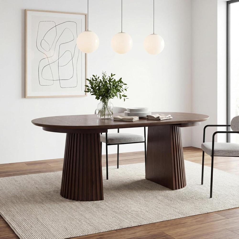 image:imageChristopher Knight Home Bami 4778 Extendable Dining Room Table for 48 People Oval Wooden Expandable Kitchen Table with Pedestal Base Vintage Dinner Table for Dining RoomKitchen BrownBrown
