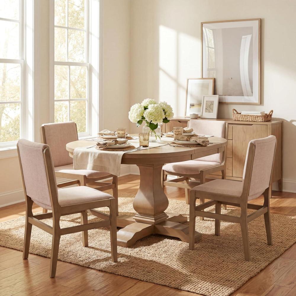 image:imageChristopher Knight Home Dash Rubber Wood Dining Chairs Set of 4 Modern Upholstered Dining Chairs Armless Kitchen Chairs Dining Room Living Room Accent Chair for Extra Seat Light NaturalBeigeLight Naturalbeige