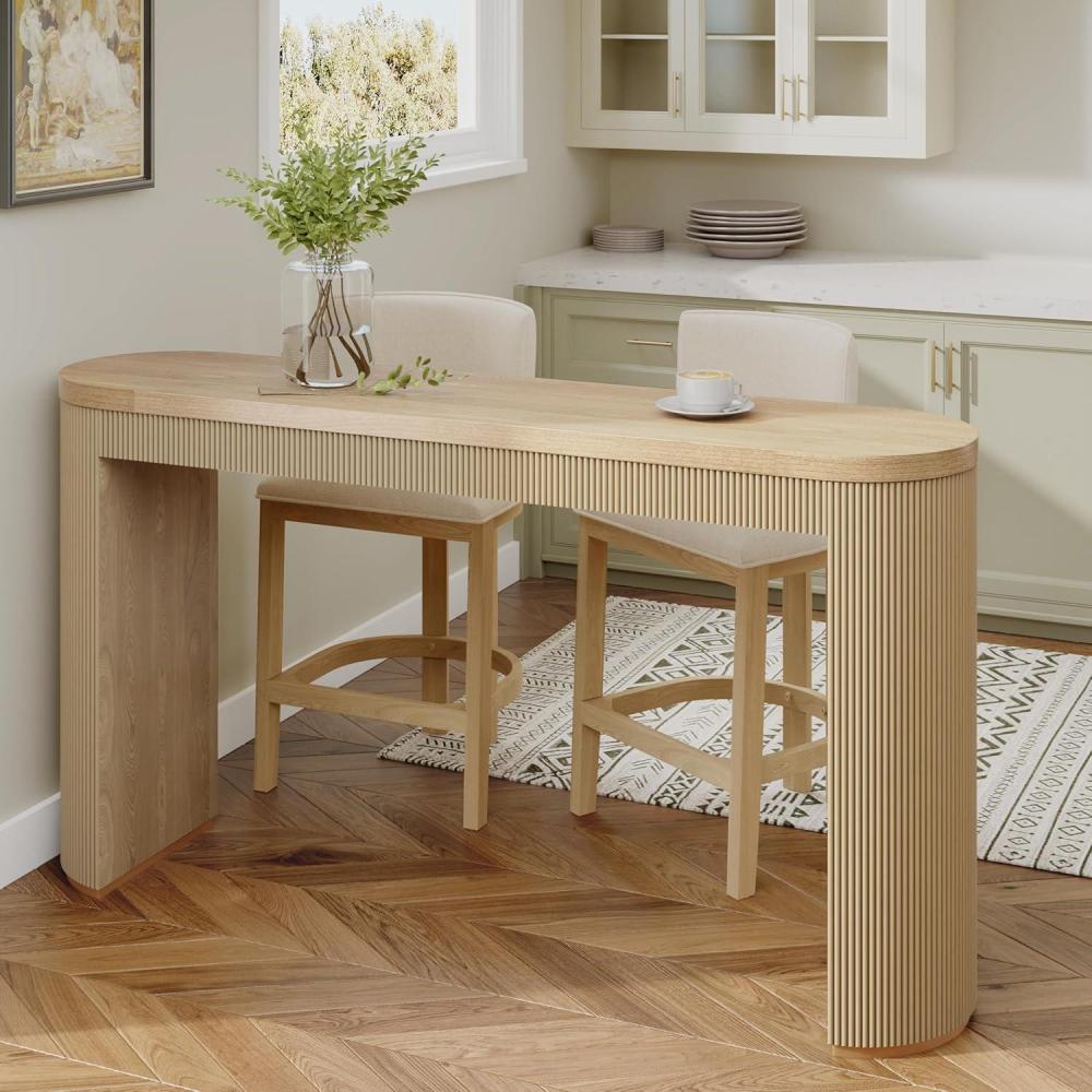 image:imageChristopher Knight Home Dory 64 Long Oval Kitchen Bar Table for Home KitchenDining Room Sturdy Wooden Counter Height Pub Table with Double Pedestal Base Modern Console Table WalnutLight Ash