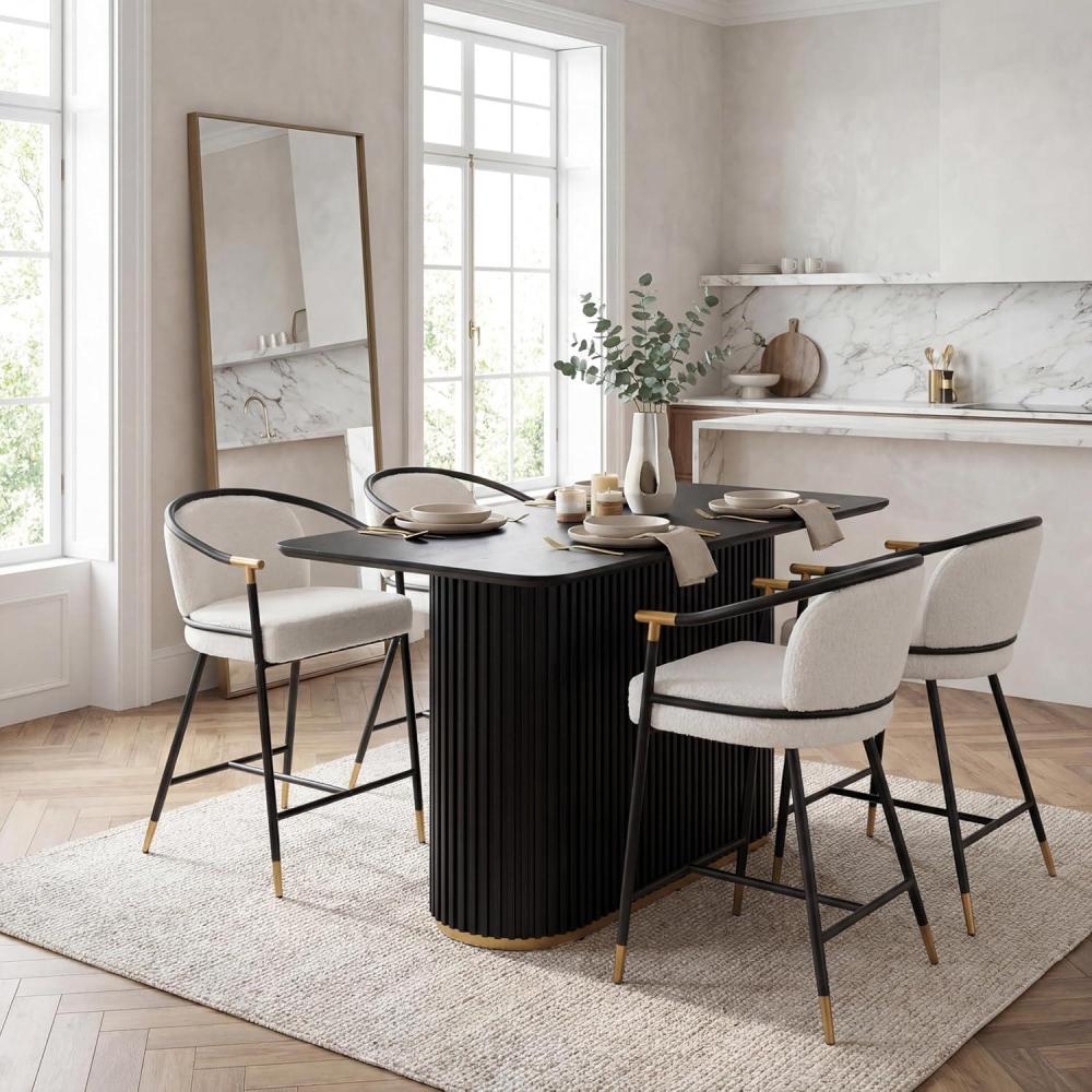 image:imageChristopher Knight Home Elle 5 Piece Bar Table And Chairs Set For 4 Modern Counter Height Table And Chairs Set For KitchenDining Room Boucle Upholstered Counter Stools with Metal Frame BlackBeigeBlackbeige