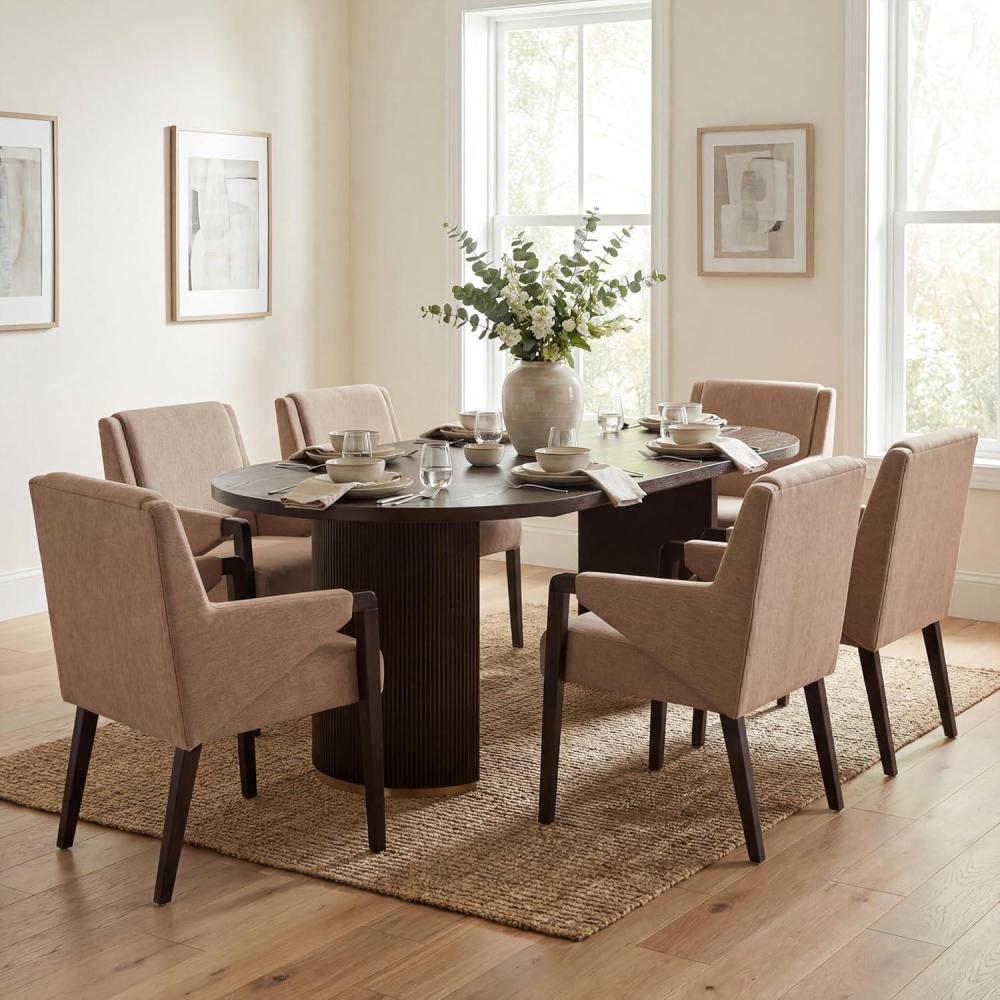 image:imageChristopher Knight Home Inmax Modern Dining Table Set for 6 Oval Kitchen Table and Dining Chairs Set of 6 Rubberwood Dining Room Table Set for 6 Light BeigeLight AshLight Brownespresso
