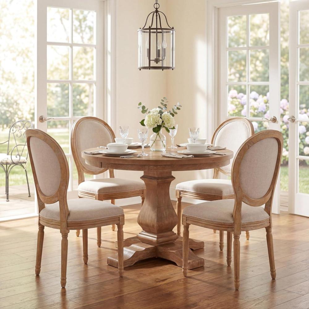 image:imageChristopher Knight Home Logy Extendable Dining Table Set for 4 Expandable Kitchen Table and Dining Chairs Set of 4 Rubberwood Dining Room Table Set for 4 Dark GrayNaturalBeigenatural