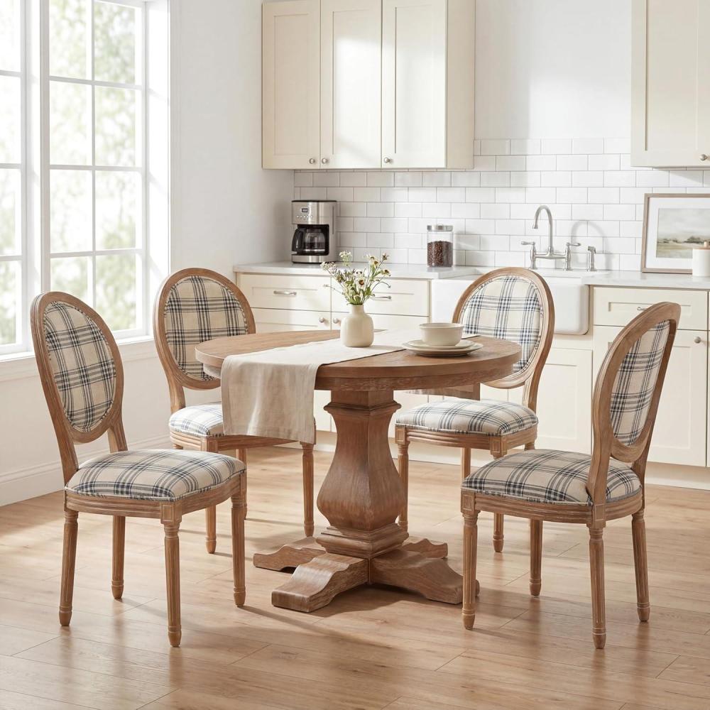 image:imageChristopher Knight Home Logy Extendable Dining Table Set for 4 Expandable Kitchen Table and Dining Chairs Set of 4 Rubberwood Dining Room Table Set for 4 Dark GrayNaturalBlue Plaidnatural