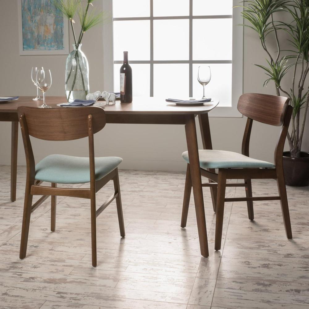 image:imageChristopher Knight Home Lucious Fabric Walnut Finish Dining Chairs 2Pcs Set Mint