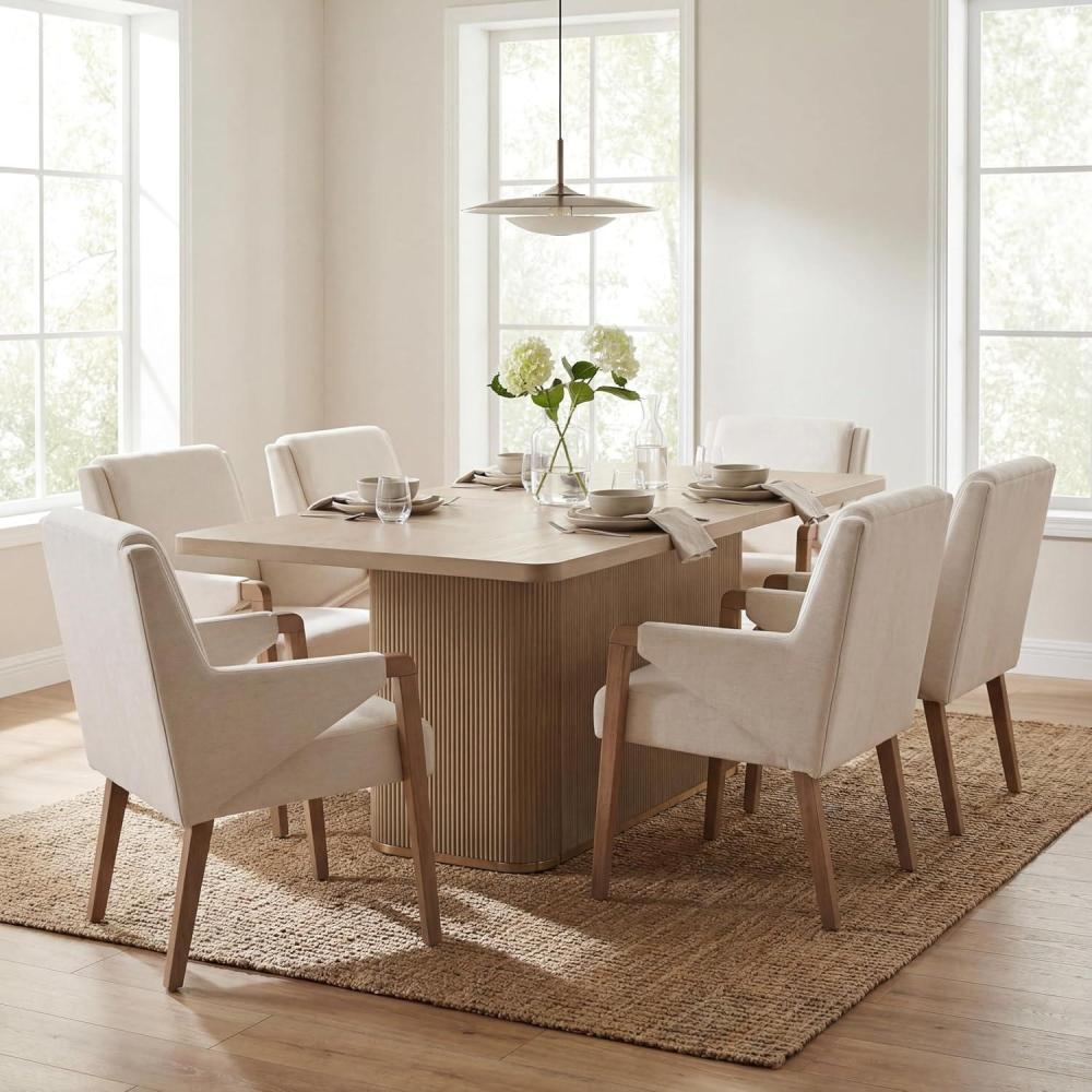 image:imageChristopher Knight Home Scout Modern Dining Table Set for 6 Rectangular Kitchen Table and Dining Chairs Set of 6 Rubberwood Dining Room Table Set for 6 Light BrownEspressoLight Beigenatural