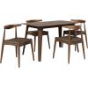 Christopher Knight Home 5-Piece Dining Set, 59 inch Dining Table with 4 Chairs, Faux Leather Upholstery Kitchen Chair, Rubberwood Kitchen Set, Farmhouse Dining Furniture, Walnut+Black(Walnut+brown)