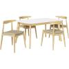 Christopher Knight Home 5-Piece Dining Set, 59 inch Dining Table with 4 Chairs, Faux Leather Upholstery Kitchen Chair, Rubberwood Kitchen Set, Farmhouse Dining Furniture, Walnut+Black(Natural+light Gray)